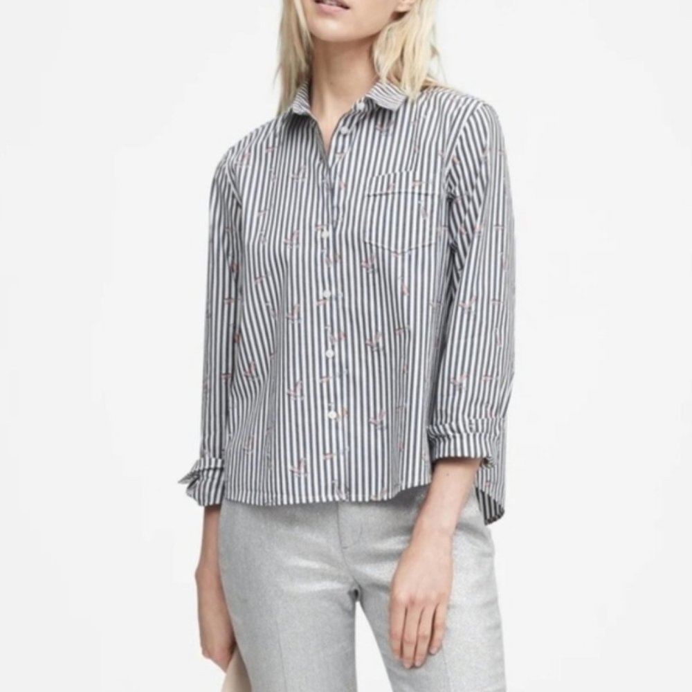 Banana Republic Quinn Boy Shirt Champagne Stripes